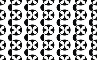 Fototapeta premium Black and White Geometric Pattern with Circular and Curved Shapes