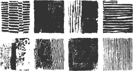Set of the vector overlay grunge textures isolated on transparent background.
