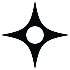 Abstract black starburst shape with a central circle silhouette isolated on a white background. EPS-10. 