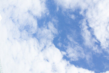 Bright Blue Sky With Fluffy Clouds