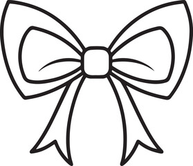 bow line art, black outline, vector and illustration, coloring book page line art drawing