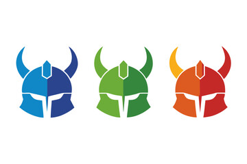set of Viking helmet icon silhouette vector illustration
