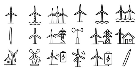 Collection of windmill icons, including a windmill, a house, and a house with a windmill