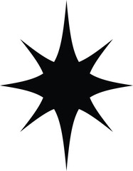 Eight-pointed starburst silhouettes isolated on a white background