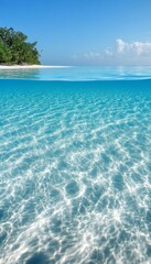 Breathtaking Azure Turquoise Crystal Sea with Sunrays Patterns on an Untouched Tropical Beach
