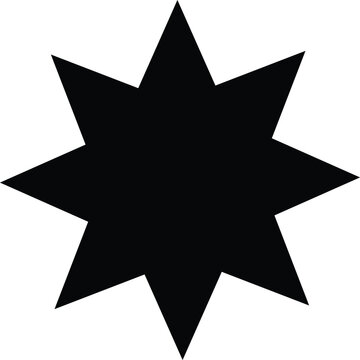 Eight pointed star shape silhouette isolated on white background
