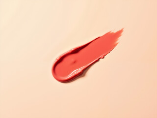 Fototapeta premium Smear of pink lipstick on a beige background, perfect for beauty, makeup, and cosmetics themes. Generative AI