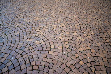 texture pavimento in pietra. Tipica pavimentasione a sanpietrini a Torino, Italia.