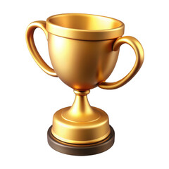 3d realistic golden trophy with two handles isolated on transparent background
