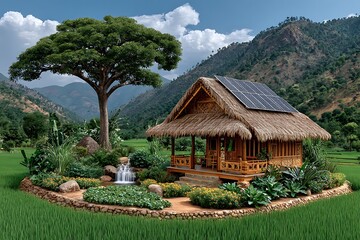 Green farming solar irrigation scene high resolution picture