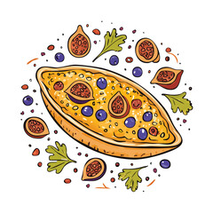 Turkish Pide splash Colorful Vector in Adorable Comic Style with Expressive Lines..