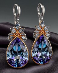Artistic sapphire gemstone earrings design high resolution picture