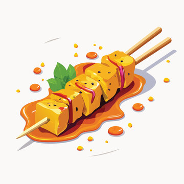 yellow tofu skewers with sauce clip art preview