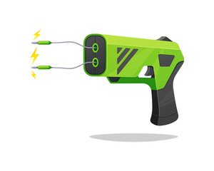 Green taser stun gun vector isolated on white background.