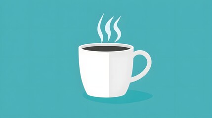 Obraz premium Digital illustration of a white mug filled with black coffee, emitting steam.