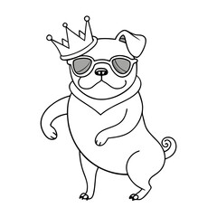 vector illustration of cartoon pug dog