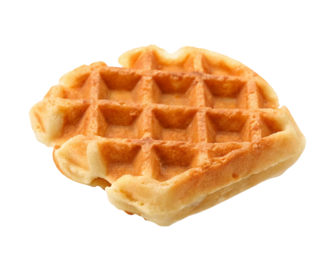 Crispy golden brown waffle for breakfast with delicious toppings and maple syrup options available