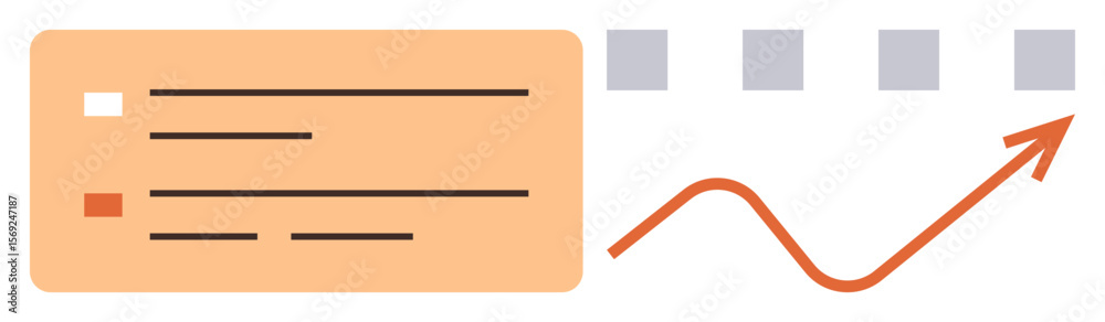Poster progress line graph rising upward with arrow, list box with text and checkboxes. ideal for data trac
