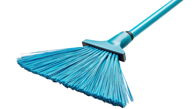 Flat microfiber broom with telescopic handle Transparent background, PNG