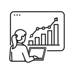 Business Analyst with Laptop and Growth Chart Presentation Icon