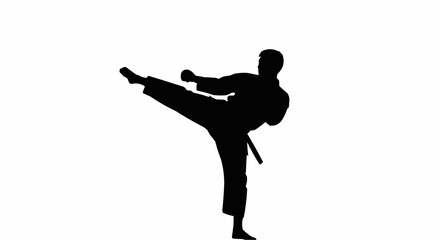 Karate Kick Silhouette Vector – Martial Arts Pose