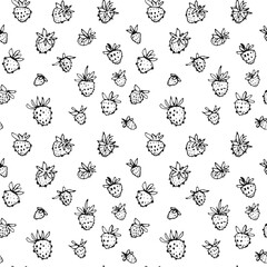 Pattern vector Strawberry berries line. Summer flowers and berries. Harvest, farm products.	