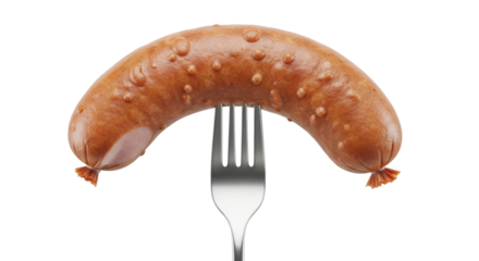 Isolated Sausage on a Fork