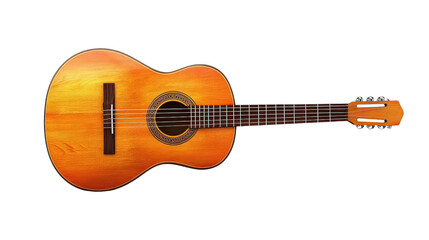 Folk guitar with detailed rosette and steel strings, high-resolution Transparent background, PNG