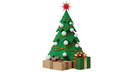 Isolated 3D Christmas Tree with Presents
