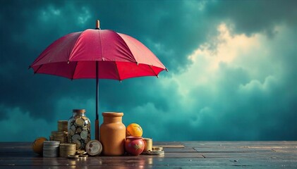 Protective Umbrella Shielding Assets from Stormy Sky Comprehensive Insurance Coverage