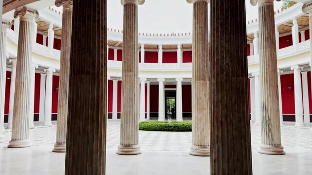 Panoramic View of Zappeion Hall's Circular Inner Courtyard