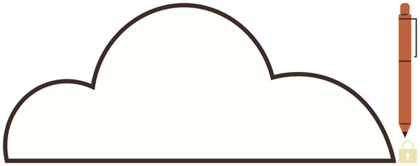 Cloud outline paired with a pen, representing creativity, data storage, and technology integration. Ideal for cloud computing, innovation, security, design concepts, productivity tech development