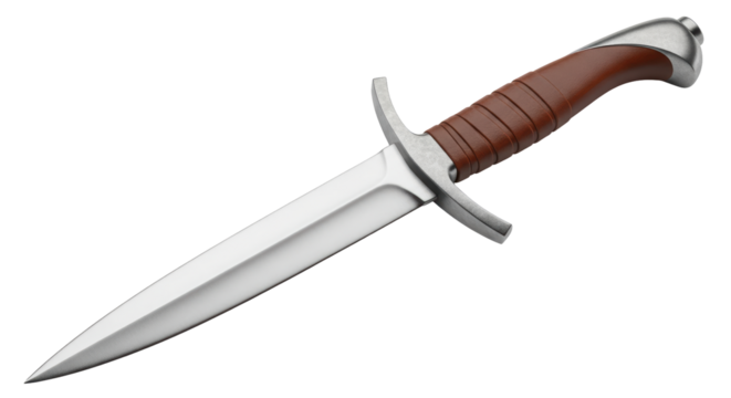 Isolated Medieval Dagger with Leather Grip