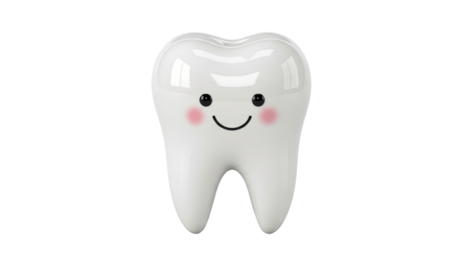 Isolated cartoon tooth with a smile - Powered by Adobe