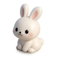 Obraz premium Isometric 3D render of an iconic kawaii white rabbit character on a transparent background.