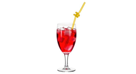 Isolated Red Cocktail with Straw