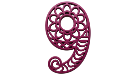 Isolated Decorative Number Nine