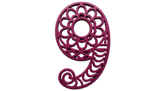 Isolated Decorative Number Nine