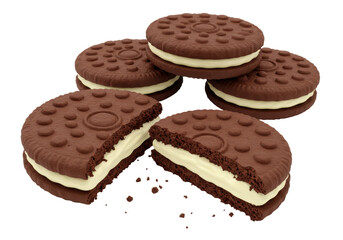 Isolated Stack of Chocolate Sandwich Cookies with Cream Filling