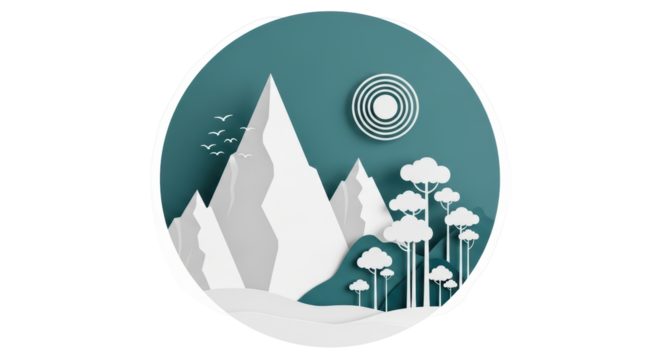 Isolated Moon Over The Mountain