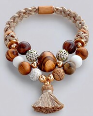 Beautiful handcrafted necklace with natural textures high resolution picture