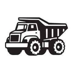 silhouette photo of dump truck with white background