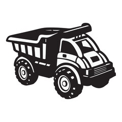silhouette photo of dump truck with white background