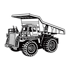 silhouette photo of dump truck with white background