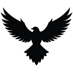 Obraz premium Silhouette of a Flying Eagle with Spread Wings for Banner or Advertisement