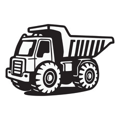 Naklejka premium silhouette photo of dump truck with white background