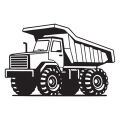 silhouette photo of dump truck with white background