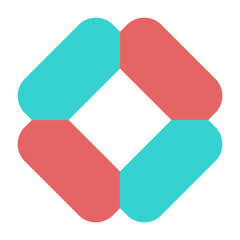 Abstract shape flat color. Round rhombus