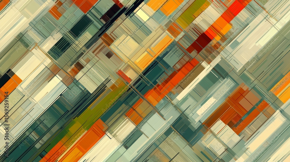 Poster colorful modern abstract art with diagonal lines and rectangular patterns in dynamic design