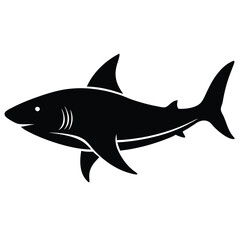 Obraz premium Shark Silhouette Swimming Underwater Vector Design for Ocean Life and Marine Themes